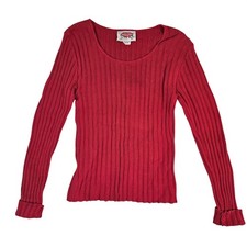 SWAK Sealed With A Kiss Vintage Ribbed Knit Scoop Neck Top Made in USA Medium