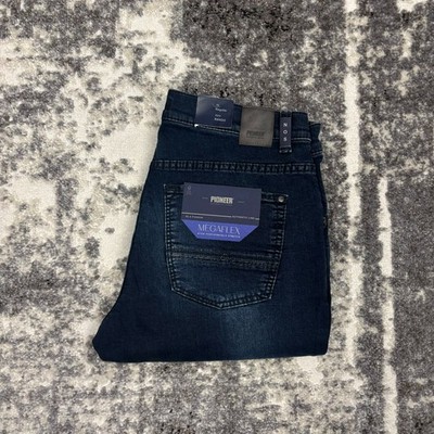 PIONEER Rando Megaflex Herren Jeans Hose W35 L32 Regular Washed Blau NEU