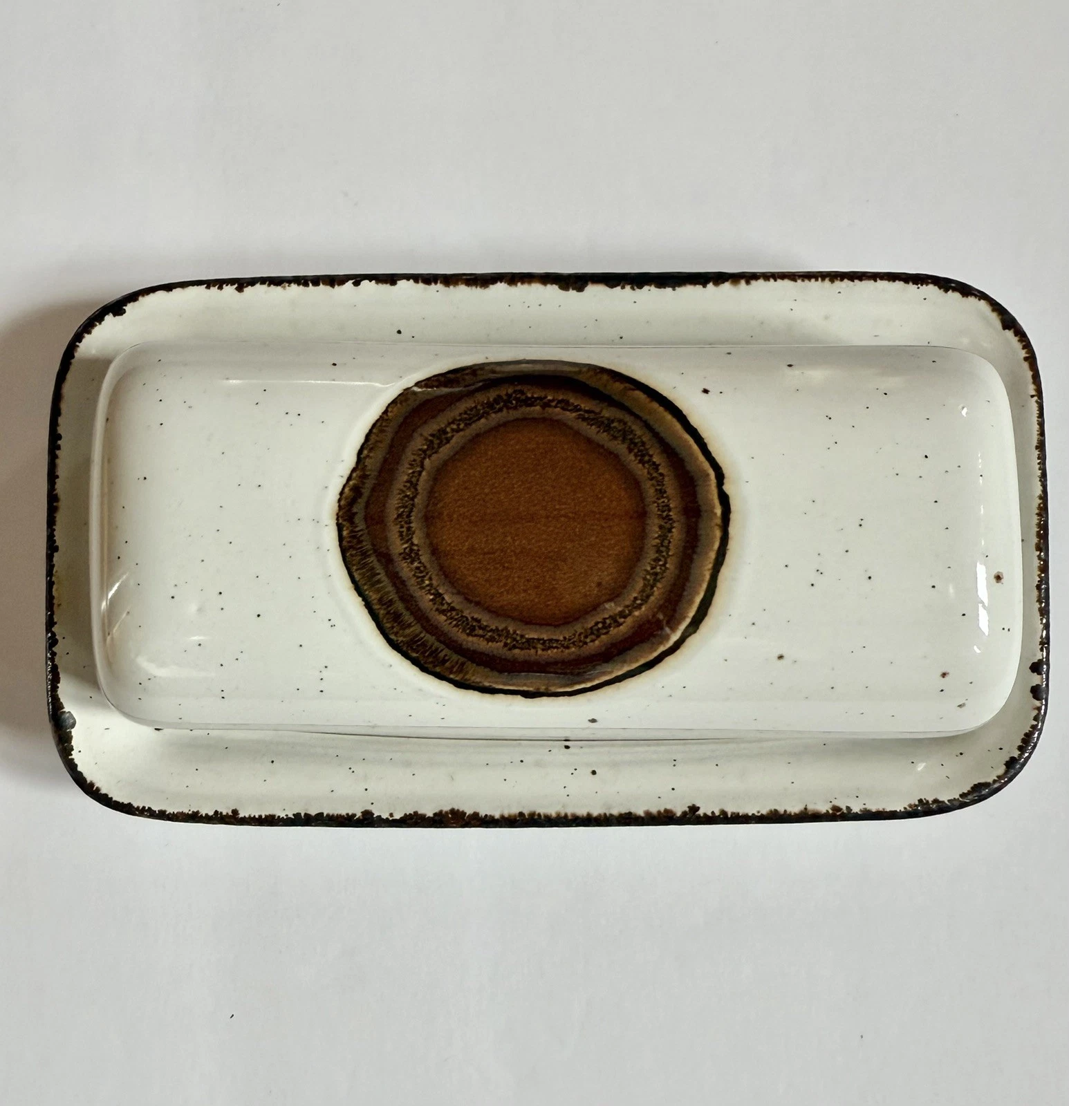 Midwinter Stonehenge Earth Pattern Butter Dish Made In England 1970s RARE