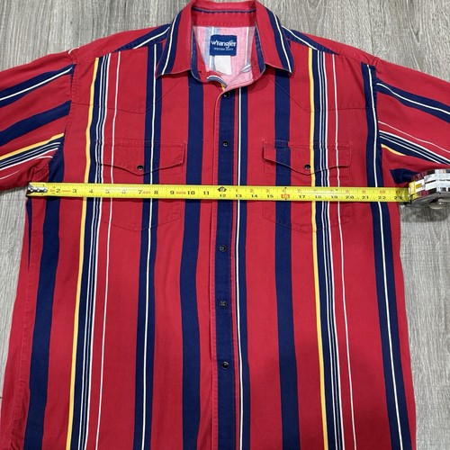 Vintage Wrangler Hemd Herren Large Brushpopper gestreift SS Western Pearl Snap Cowboy - Bild 3 von 6