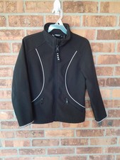 DKNY Full Zip Front Jacket Big Girls Classic Softshell Sz Small 7/8 Black