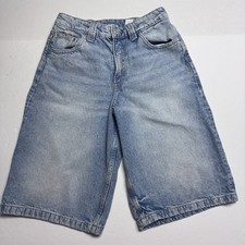 H M Kids' Jean Baggy Long Knee Length Shorts In Blue Size: 14 Adjustable Waist