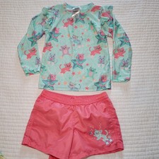 UV Skinz Kids Size 5 Rash Guard and Board Shorts Swim Set UPF 50 NWOT