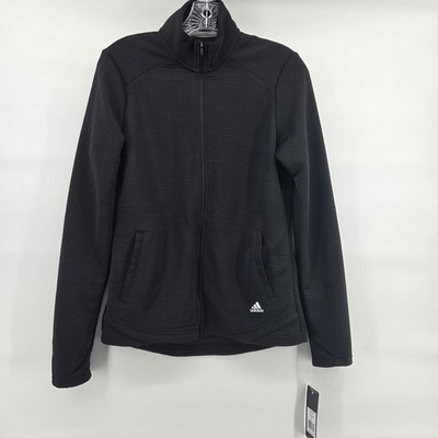 Adidas Womens Golf Ribbed Full Zip Jacket Black Size Small New NWT