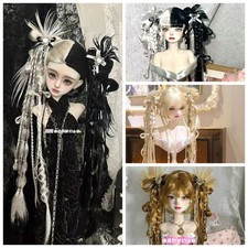 1/6 1/4 1/3 Uncle BJD Updo Long Wig Black White Antique Doll Hair Curly Style