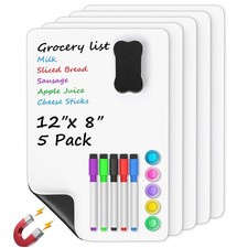 5 Pack 12x8 Inch Magnetic Dry Erase Board Sheets Erasable Fridge Whiteboard