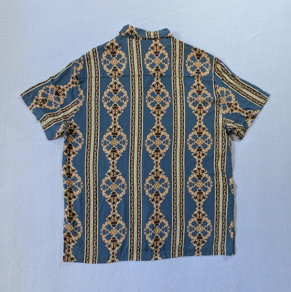 Casa Moda Couture Shirt Mens Large Baroque Striped Pattern Short Sleeve - Image 4 of 4