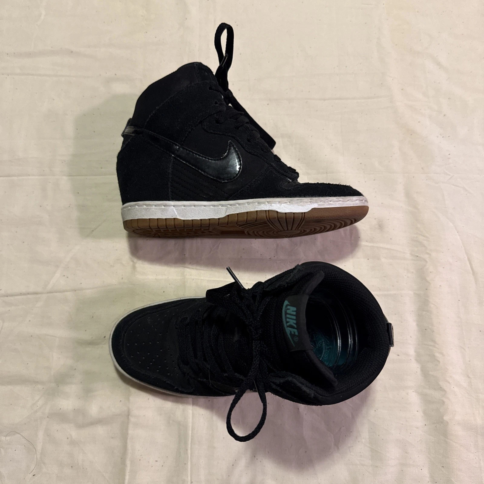 Nike Dunk Sky Hi Hidden Wedge Heel Black Suede Shoes 644877-011 | Women's Size 7