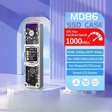 MD86/MD87 M.2 SSD Enclosure 10Gbps NVMe/NGFF-SATA USB 3.2 Gen2 Type C SSD Case