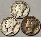 1929 P D S Mercury Dimes (3) Coin Lot, 90% Silver Coins, Great 4 Albums M-29AB12