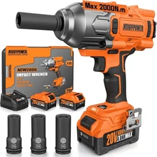 ALLOYPOWER Cordless Brushless Impact Wrench, 1475 ft-lbs (2000N.m), Orange 
