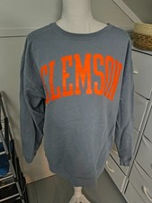 Clemson Sweatshirt Tigers Shop Large Gray Spellout Orange Sweater Sports VTG