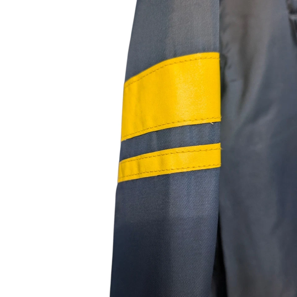 Chaqueta cortavientos vintage Monroe Racing años 70 azul nailon 23x27 logotipo M/L rayas Foto 3 de 4