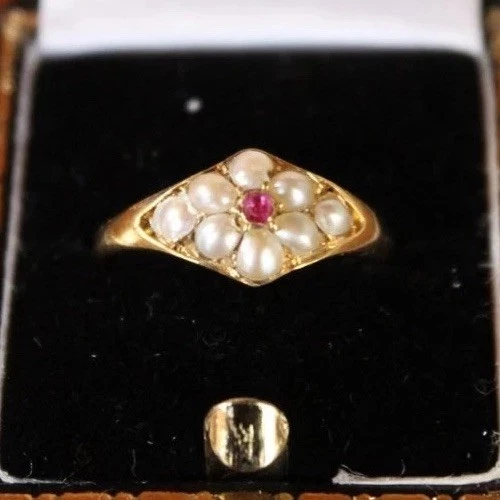 Ruby Pearl Ring In Victorian & Edwardian Fine Rings for sale | eBay
