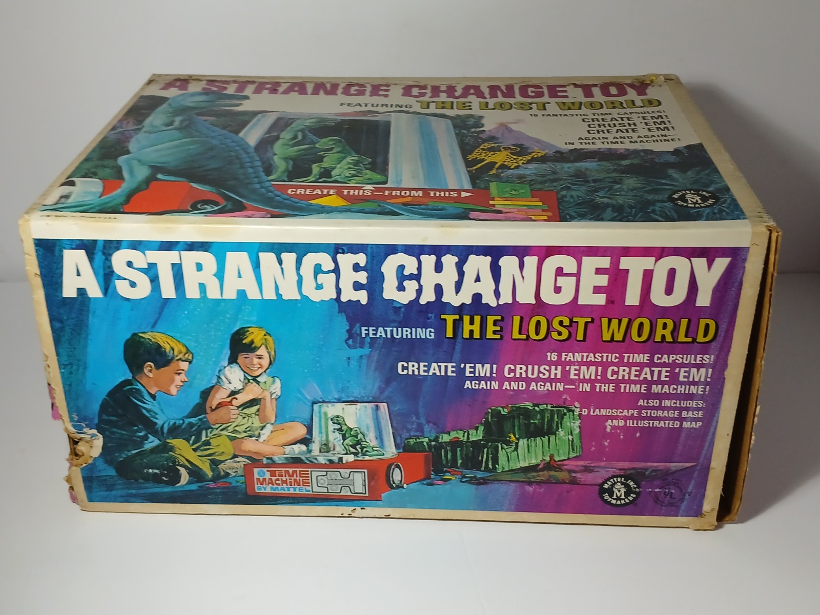 1967 MATTEL STRANGE CHANGE THE LOST WORLD TOY PLAY SET IN ORIGINAL BOX MONSTERS