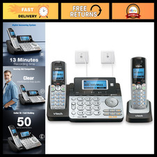 2-Line Expandable Cordless Phone System with 2 Handsets, Intercom  Caller ID