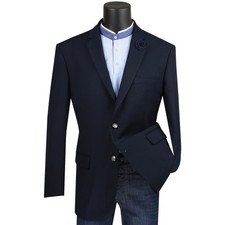VINCI Men's Navy Blue Reg Fit Notch Lapel Sport Coat - NEW