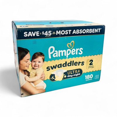 Pampers Swaddlers Ultra Day + Night Baby Diapers (Size 2) - 180 Count