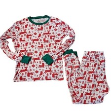New Carter's Unisex Red White Christmas Festive Holiday 2 Pc. Cotton Pajamas LG