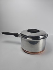 Vtg Ekcoware Copper bottom Stainless Steel Sauce Pan Pot W/ Lid 2 qt Made in USA