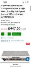 AP238-PS15-36 Adexa commercial Extraction Canopy with Filter New In Box