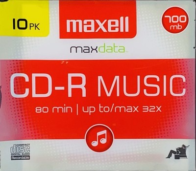 Maxell MaxData CD-R Music 10 Pk Audio Recordable Compact Discs 80 Min 32X 700mb
