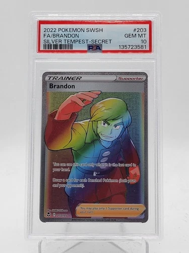 BRANDON 2022 POKEMON SILVER TEMPEST SECRET RARE FA #203/195 PSA 10 Q3963