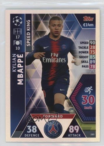 2018-19 Topps UEFA Champions Match Attax Speed King Kylian Mbappe #285 14ss - Picture 1 of 3