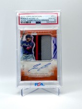 2019 TOPPS INCEPTION PATCH AUTO #IAJ-RAJ RONALD ACUNA JR. ORANGE /25 PSA 10 