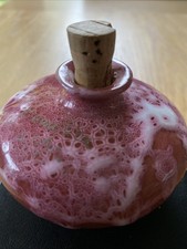 Decorative Glazed Pottery perfume/ potion bottle with cork. 