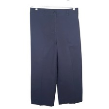 Talbots Wide Leg Crop Chino Pants Size 6 Navy Blue Cotton Stretch High Rise