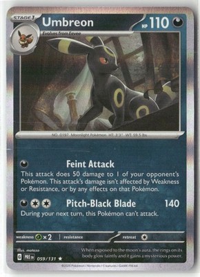 Pokemon Umbreon Rare SV: Prismatic Evolutions 059/131 NM