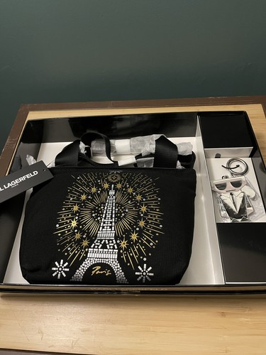 KARL LAGERFELD CROSSBODY BAG w/KEYCHAIN SET + FREE Travel Bag Gift