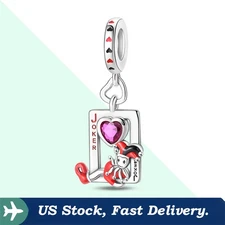 KUNSIR 925 Sterling Silver Charm For Bracelet Poker Card Joker Character Pendant