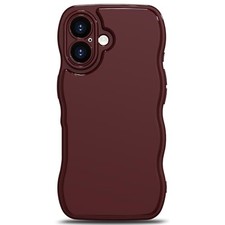 Wave Curly Frame iPhone 16 Plus Case, Cute Wavy Solid Color TPU Shockproof Cover
