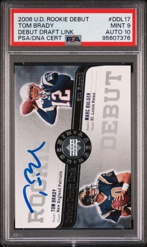 2006 UPPER DECK RC DEBUT DEBUT DRAFT LINK MARC BULGER/TOM BRADY PSA 9 AUTO 10