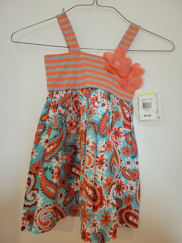 Bonnie Jean Dress Size 4 Orange Grey Paisley