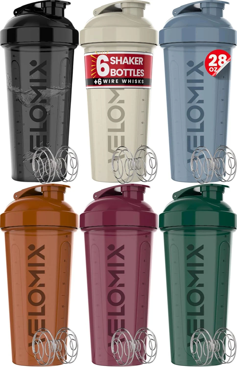 -6 PACK- 28 Oz Protein Shaker Bottle for Protein Mixes - 6X Wire Whisk | Leak Pr
Opens in a new wind