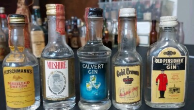 VINTAGE MINIATURE GIN BOTTLES - EMPTY Lot of 5