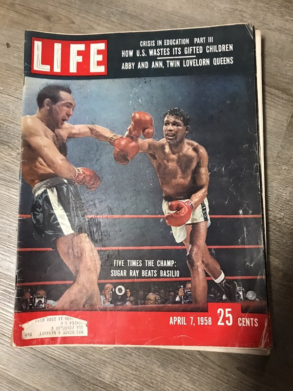 LIFE Magazine April 7 1958 Sugar Ray Robinson Carmen Basilio Elvis Presley Rare