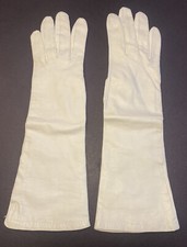 Van Raalte Gloves. Vintage White "Kid Leather" Silk Lined Womens Size 6.5. 13  L