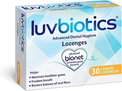 Luv Biotics Sugar Free Lemon Lozenges with Oral Probiotics, Xylitol & Aloe Vera