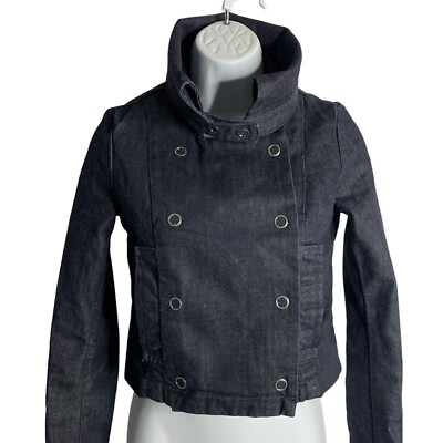 AG Adriano Goldschmied Denim Jacket XS Dark Wash Cropped Snap