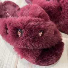 MICHAEL KORS Women s Lala Dark Berry Faux Fur Slide Slipper - Size 5