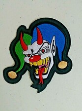 DEVIL JESTER SKULL 4" x 3-1/2" iron on patch 2627 Biker J8 