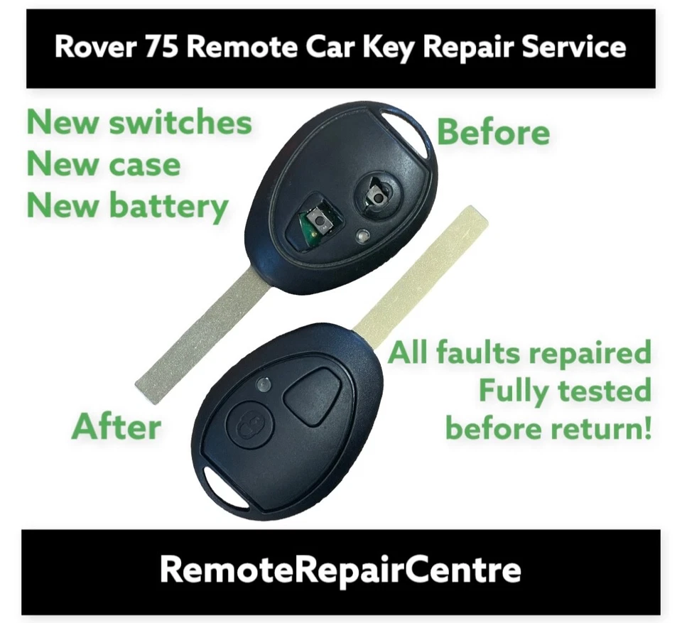 REMOTEREPAIRCENTRE Rover 75 2 button remote key fob REPAIR SERVICE FIX complete refurbishment