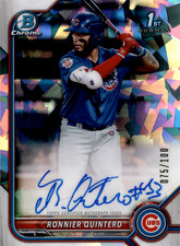 Ronnier Quintero 2022 Bowman Chrome 1st Bowman Atomic Refractor Auto 75/100 Cubs