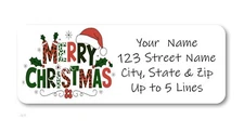 Merry Christmas Word Art Personalized Return Address Labels