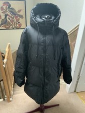 Used, Zara Black Hooded 60% Down & 40% Feather Filled Coat Eur S [uk 14/16] .
