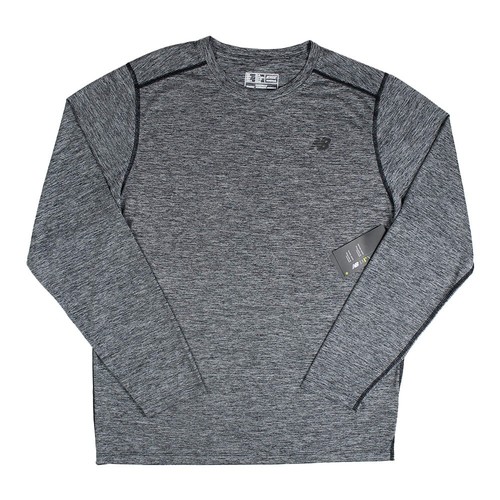 Herren New Balance sportlich langärmelig Dry Tech Shirt grau hellbraun MT23037X